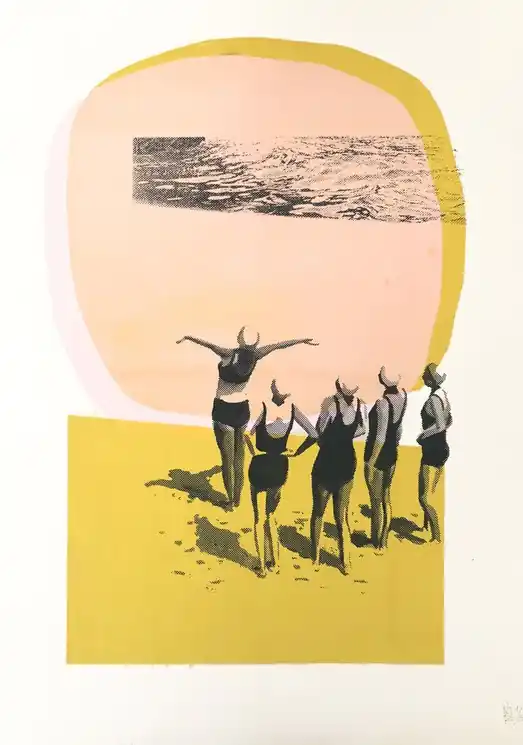 Special Offer ▷ Salutation au soleil - rose jaune by Valérie Betoulaud, 2021 | Etching Print