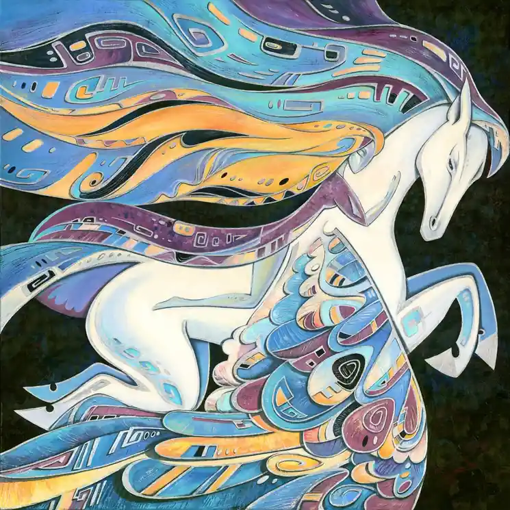 Certified ▷ Flight with the Pegasus by Yulia Belasla, 2020 | Silver Paintings
