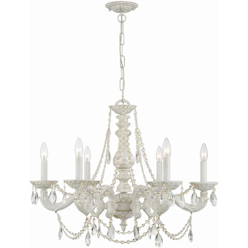 Paris Market 6 Light 28 inch Antique White Chandelier Ceiling Light in Clear Spectra One Day Deal