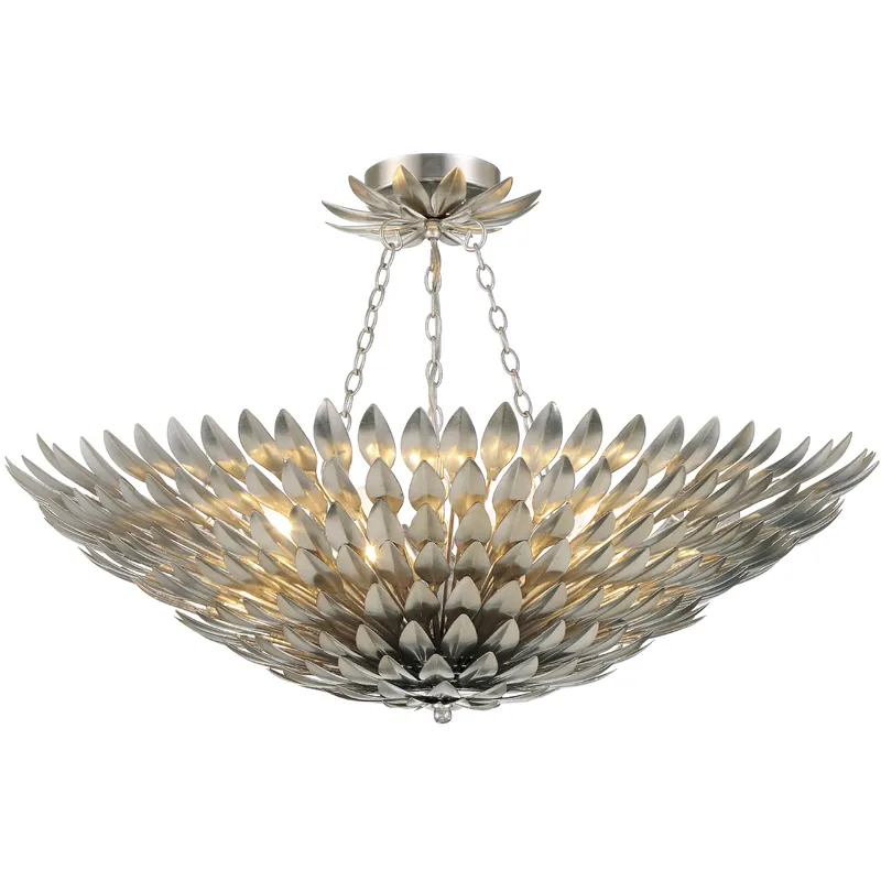 Editor’s Pick Broche 8 Light 30 inch Antique Silver Semi Flush Ceiling Light
