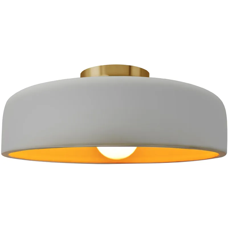 Luxury Radiance Collection - Spire 1 Light 13 inch Matte White and Champagne Gold and Brushed Brass Semi-Flush Ceiling Light in Replaceable Bulb, Matte White/Champagne Gold, 13W x 6H, Form+Finish+Function
