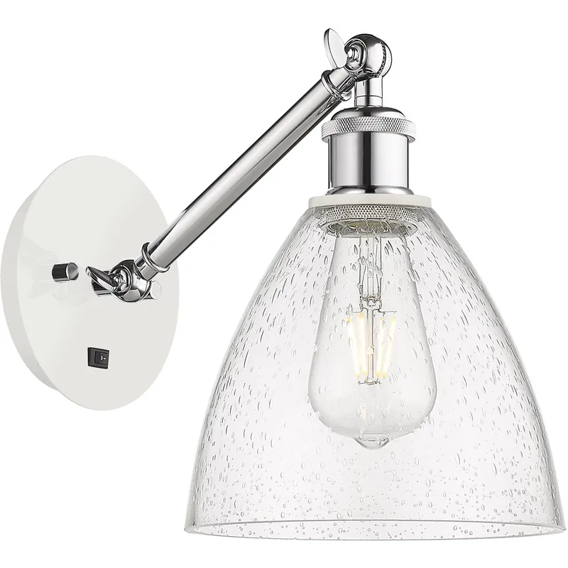 Ballston Dome LED 8 inch White and Polished Chrome Sconce Wall Light in Seedy Glass Popular