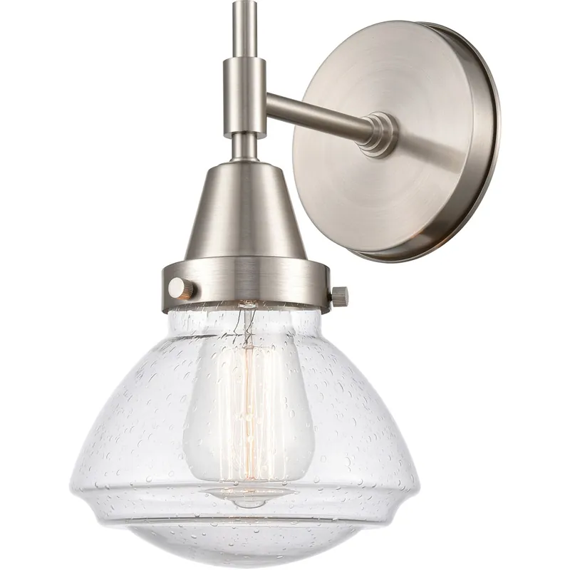 Holiday Sale Caden LED 7 inch Satin Nickel Sconce Wall Light in Seedy Glass