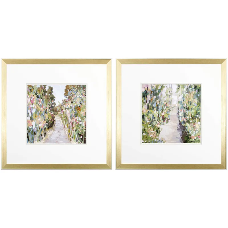 Florals Green and Pink and Brown Framed Art, Propac Original