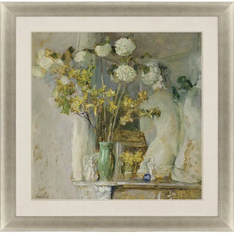 Affordable Florals Green and Multi and Neutral and Yellow Framed Art