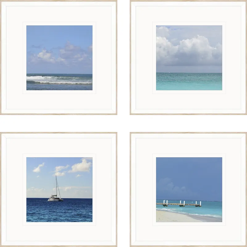 Super Sale Ocean Adventures Blue and Beige and Turquoise and White Framed Art