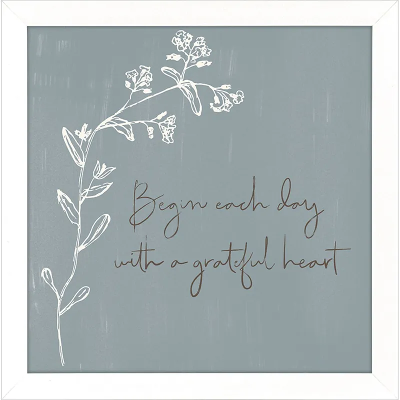 Always Thankful Beautiful Moments Grateful Heart Simple Things Blue and Pink and Gray and Green Framed Art, Propac Limited Time