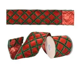 Velvet Lattice Festive Holiday Ribbon No Minimum Order