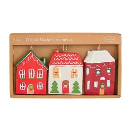 Shop Now Christmas Village Paper Mache Ornament Set of 3