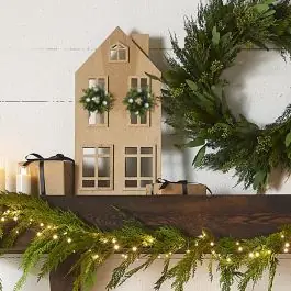Tabletop House With Mistletoe Wreaths Mega Sale