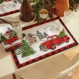 Secure Checkout Vintage Holiday Tree Farm Placemat Set of 4