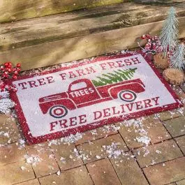 Tree Farm Truck Coir Holiday Doormat Today Only