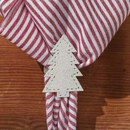Buy Online Festive Farmhouse Cream Tree Napkin Ring Set of 4