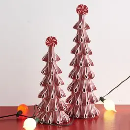 Red and White Ribbon Candy Trees Set of 2 Seasonal Sale