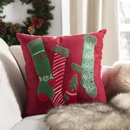 Top Pick Christmas Stockings Applique Accent Pillow
