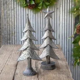 Certified Weathered Tin Christmas Tree Set of 2