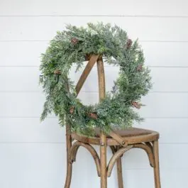 New Release Snow Dusted Pine and Cone Wreath
